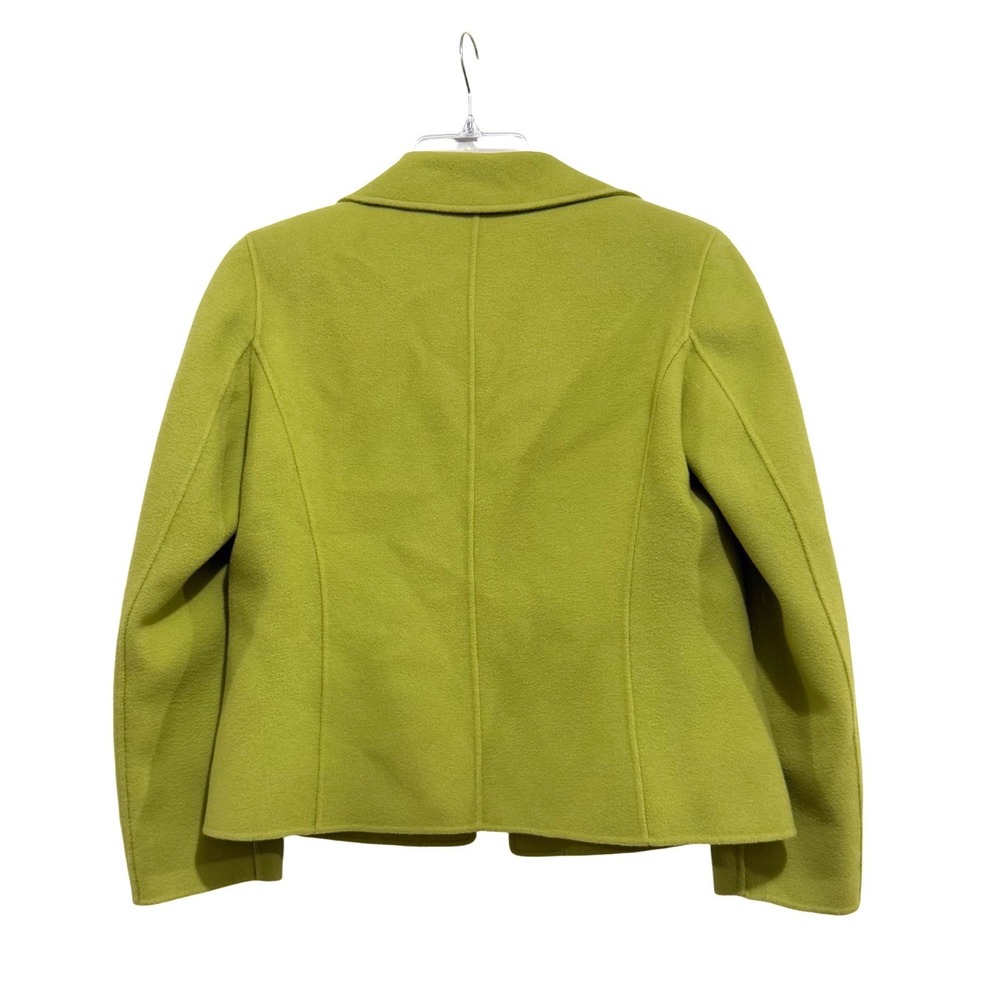 Vintage Talbots Petites 100% Wool Open Front Blazer Chartreuse Green Size 2P - Picture 2 of 4